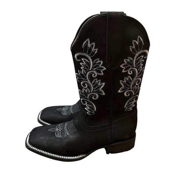 Stephy Women's Embroidered Crazy Black Square Toe Boot Size 7.5 New No Box - Picture 1 of 7